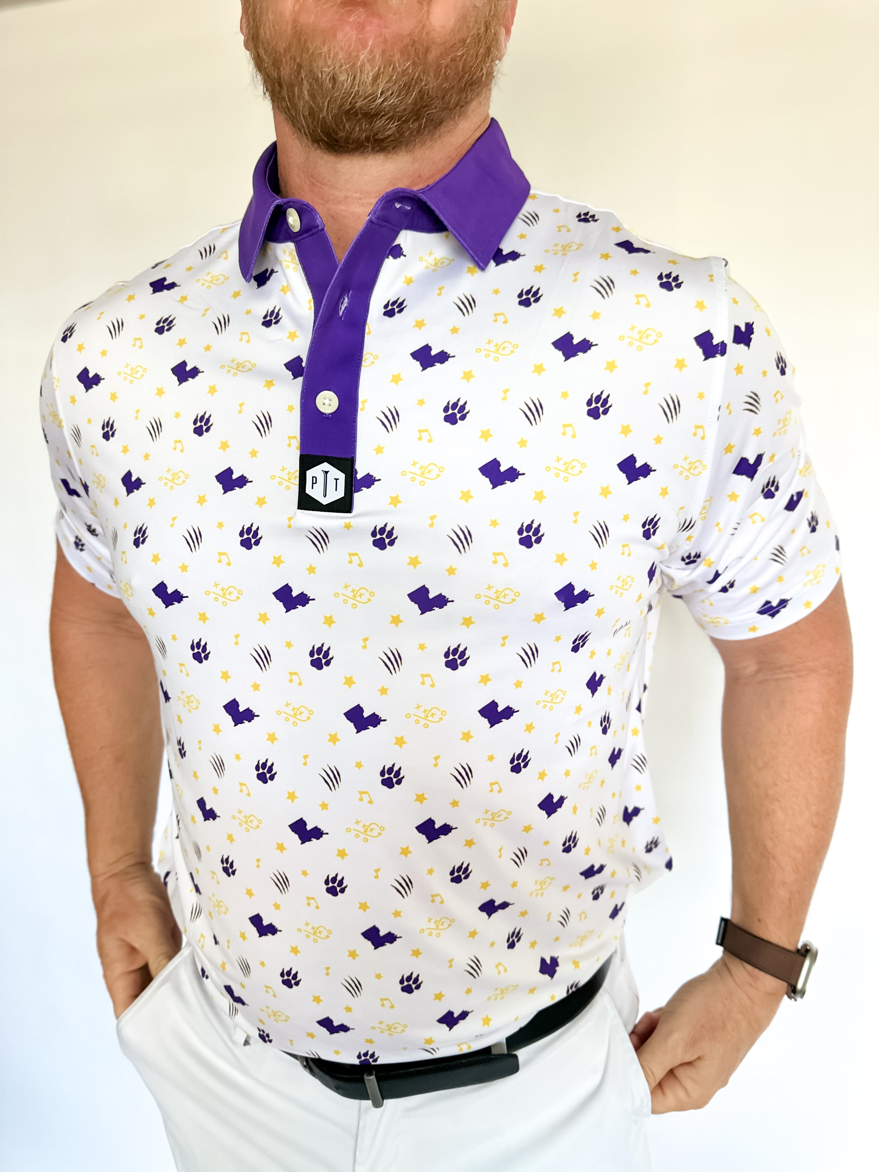 local golf✖️PGC POLO G/FORE Contrast Collar Quarter Zip Short Sleeve Polo Shirt