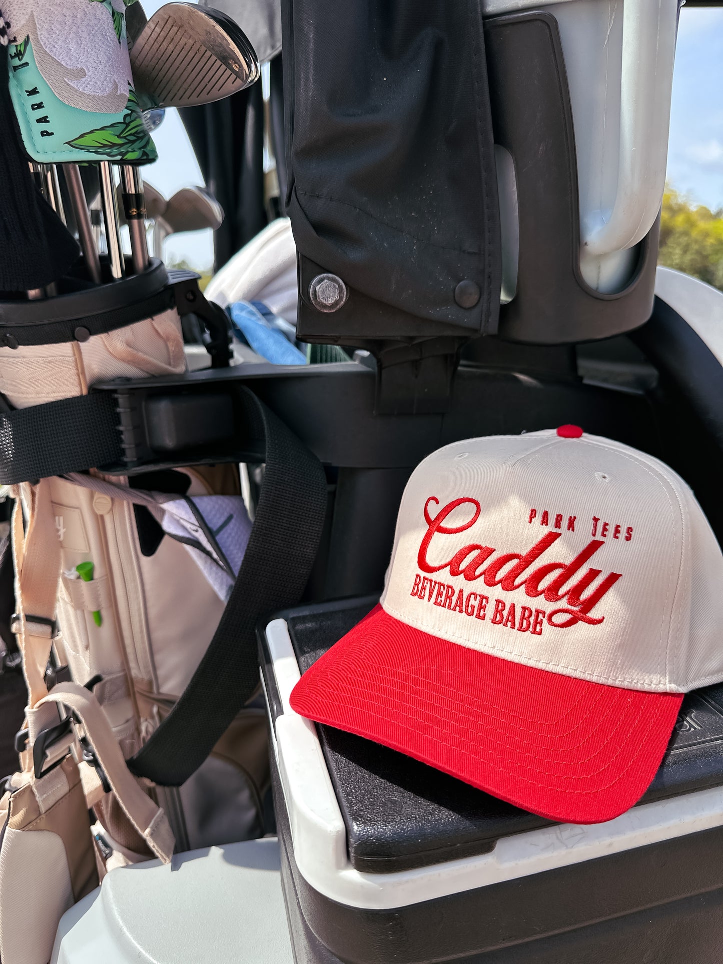 Caddy Beverage Babe Two Toned Snapback Red