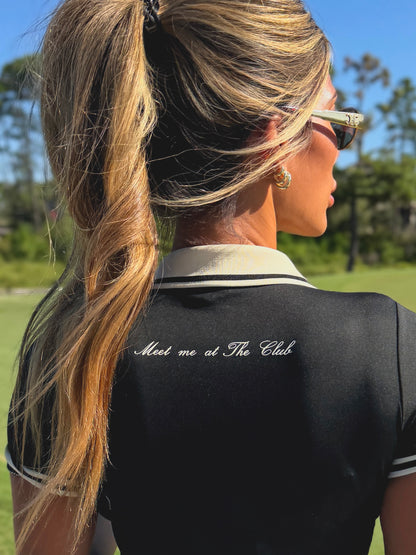 Meet Me at the Club Women's Polo in Black