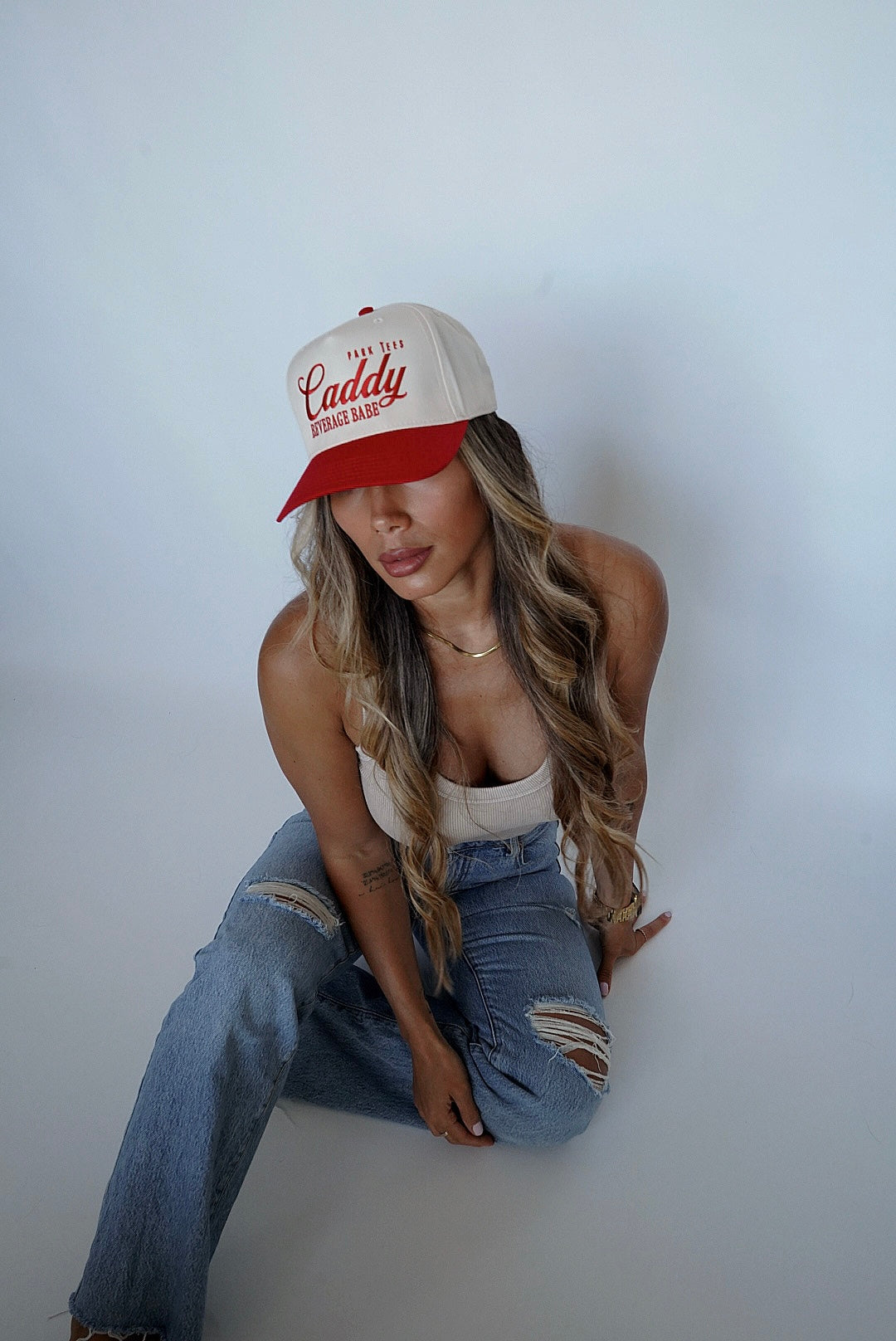 Caddy Beverage Babe Two Toned Snapback Red