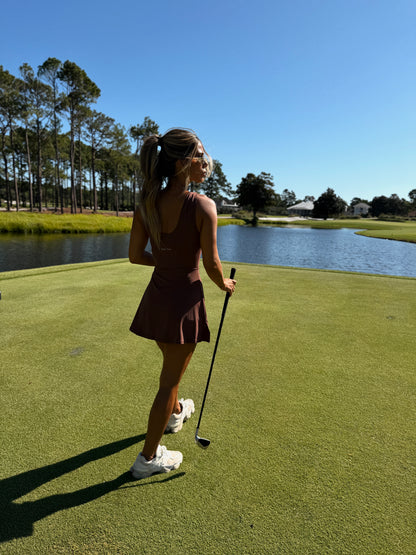 Tied to Tee Time Dress in Brown