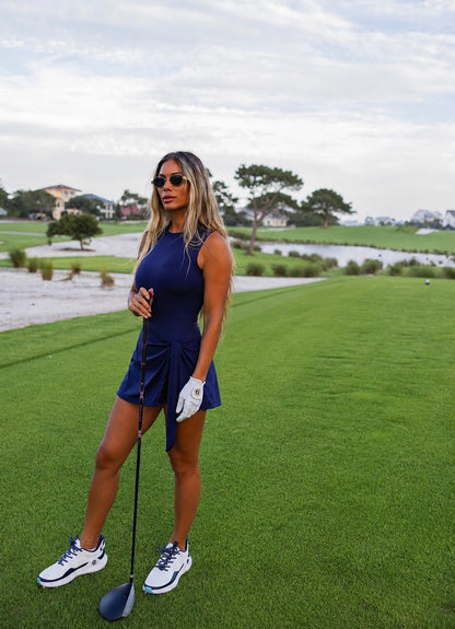 Tied to Tee Time Dress in Navy *restock on the way