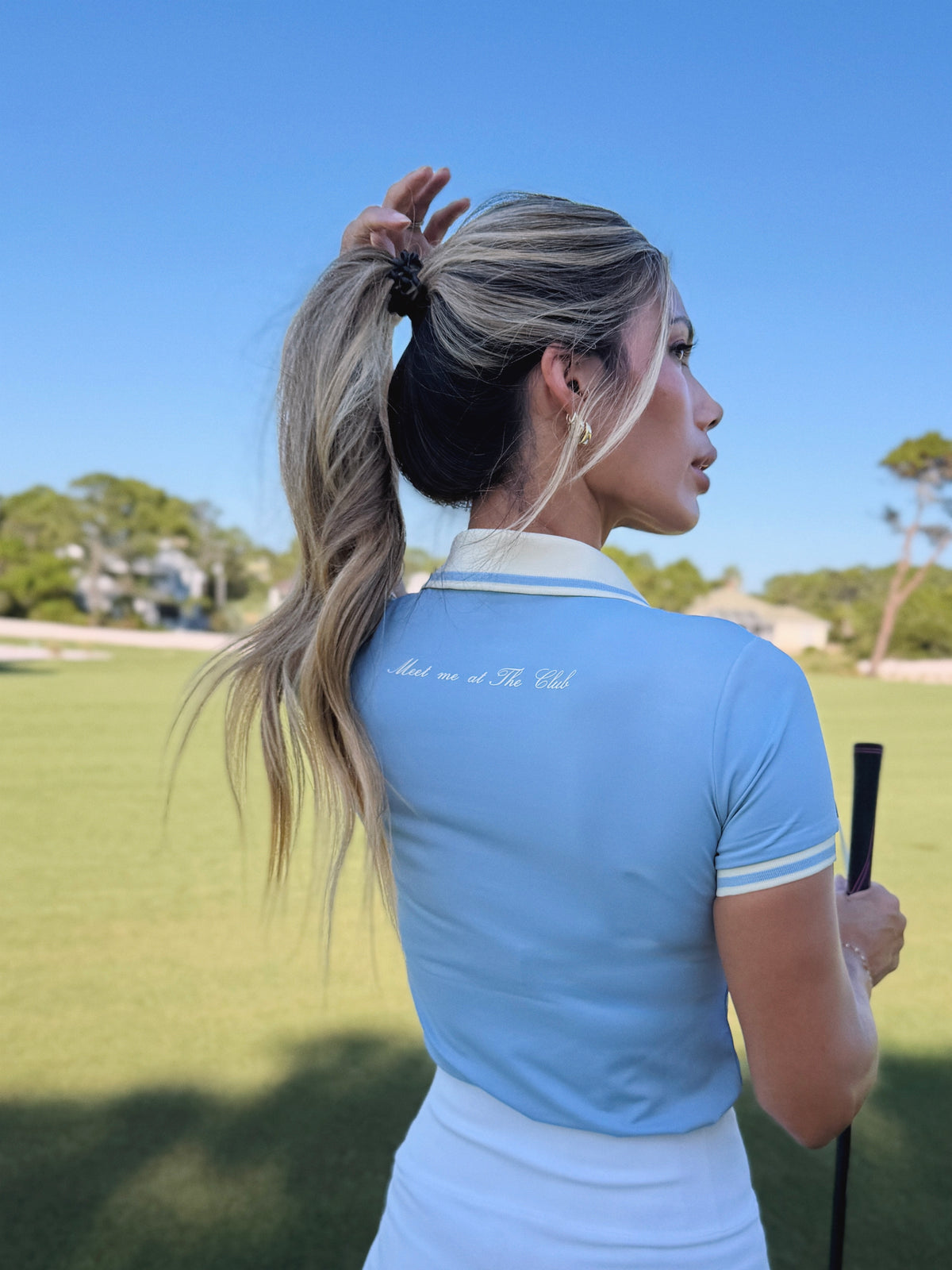 Meet Me at the Club Women's Polo in Light Blue