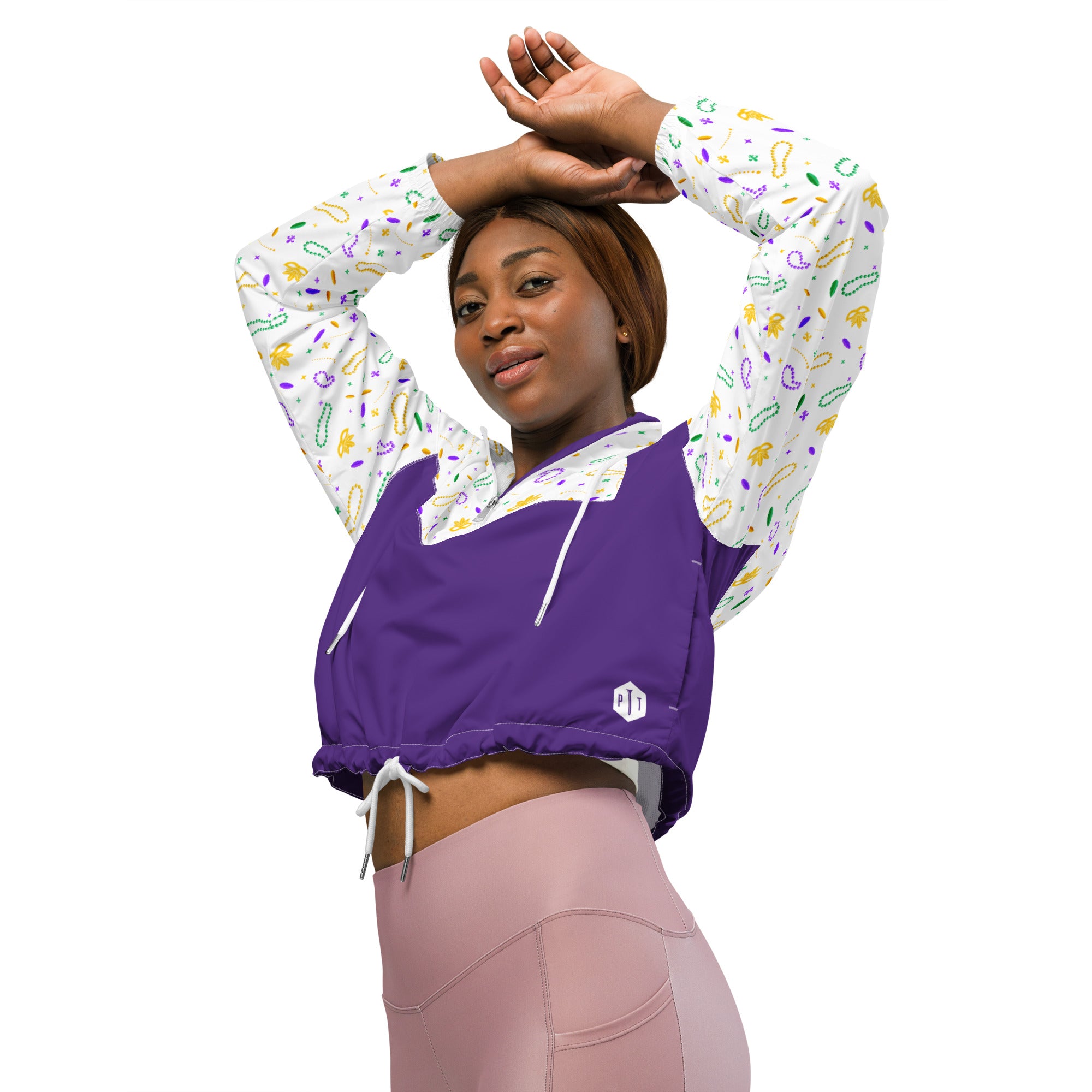 Color block outlet cropped windbreaker