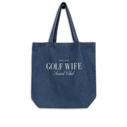 Golf Wife Social Club Embroidered Organic denim tote bag