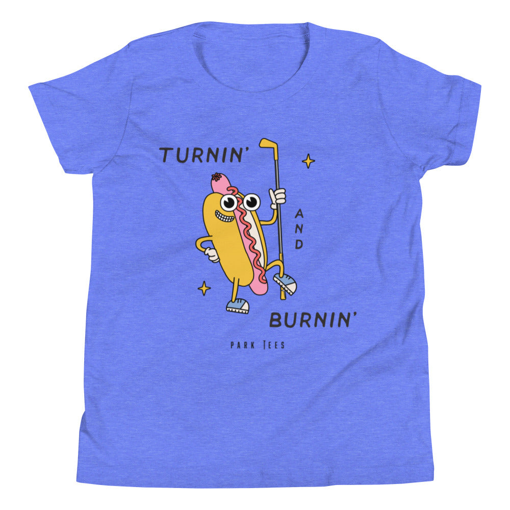 Turnin' and Burnin' 9th Hole Hotdog Youth Short Sleeve T-Shirt