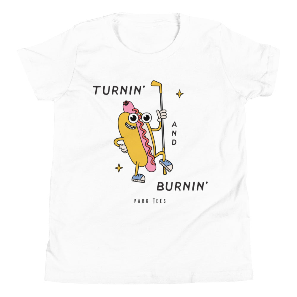 Turnin' and Burnin' 9th Hole Hotdog Youth Short Sleeve T-Shirt